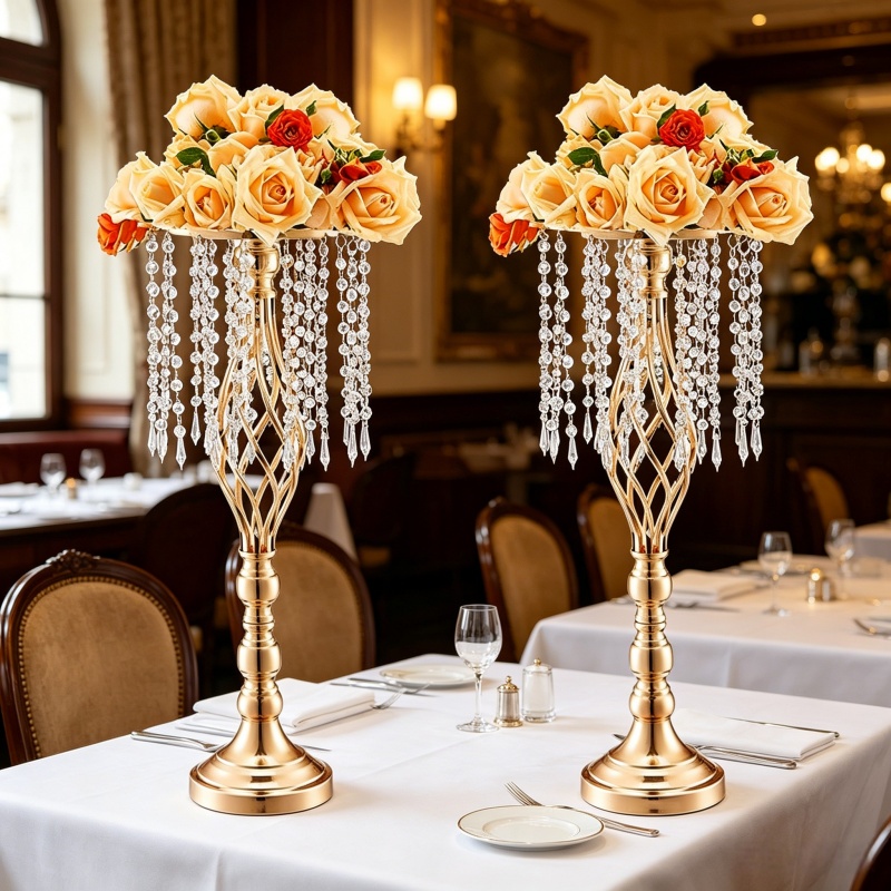 Elegant Tall Gold Crystal Flow - огляд і ціна Florist Supply Vases